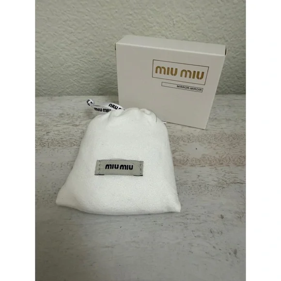 NIB Miu Miu White Quilted Compact Mirror